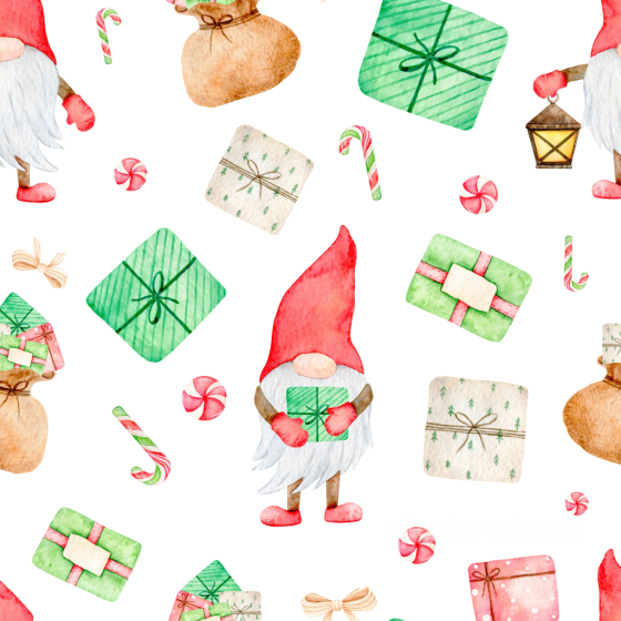 with Watercolor Christmas Gnomes and Gifts Watercolor Christmas texture preview