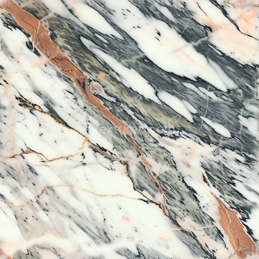 Seamless 3D Fiorito Natural Marble PBR Texture with Dramatic Black and Rust Veins