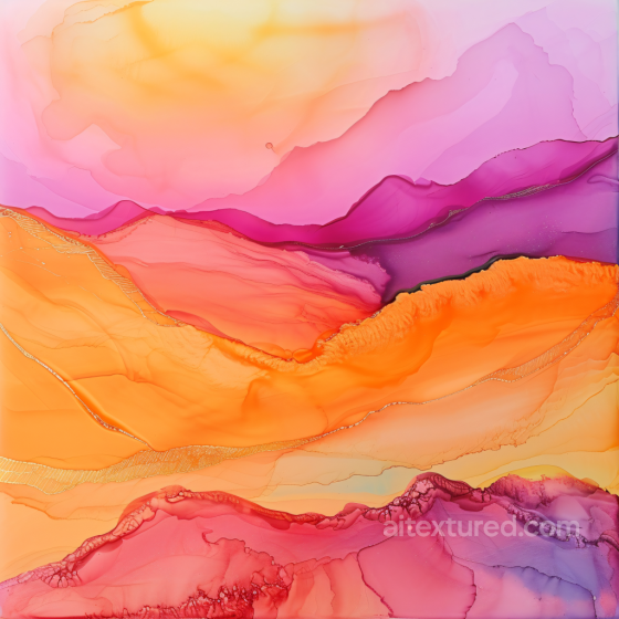 Alcohol Ink PBR Texture Featuring Vibrant Orange and Pink Fluid Waves Alcohol ink texture preview
