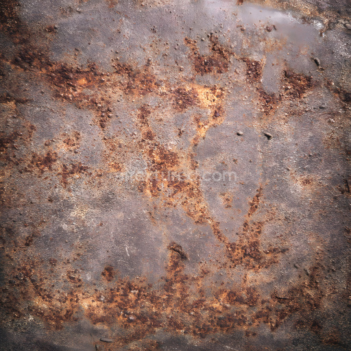 Seamless 3D Rusty Metal PBR Texture Featuring Cracked and Pitted Surface