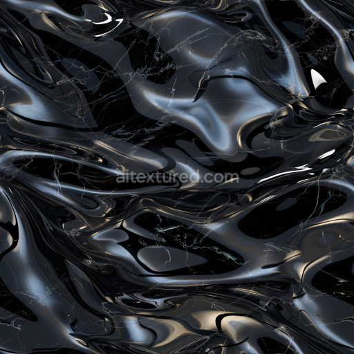 Seamless 3D PBR Texture of Glossy Black Liquid with Subtle Veins