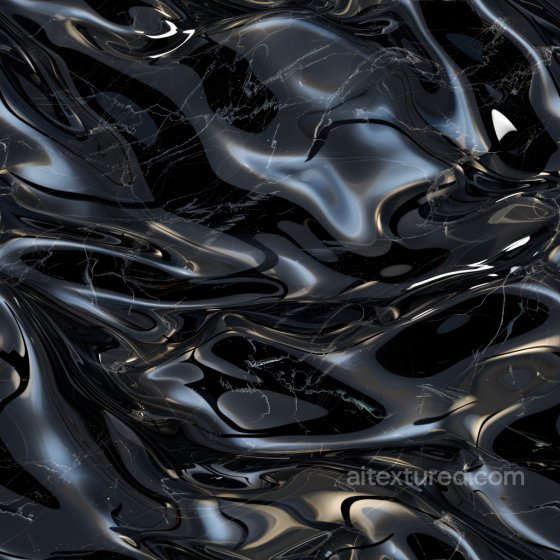 Glossy Black Liquid Seamless Texture with Subtle Veins Glossy texture preview