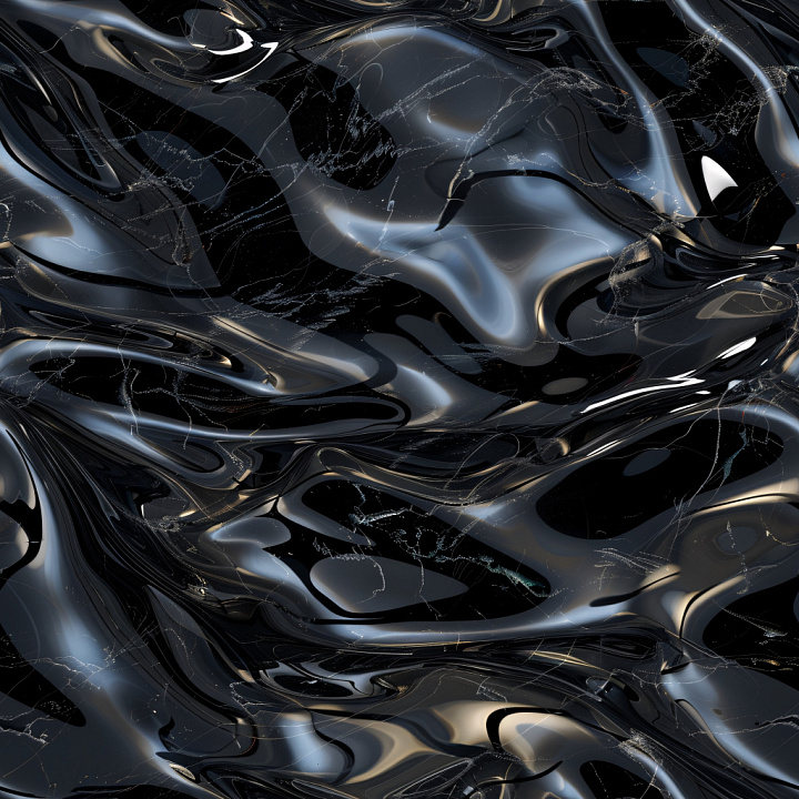 Glossy Black Liquid with Subtle Veins seamless PBR texture preview