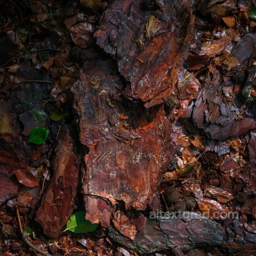 Wood Bark Texture with Natural Forest Floor Debris seamless Bark PBR texture