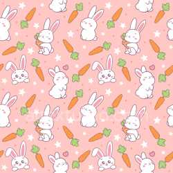 Pattern Bundle - Seamless 3D Pattern PBR Texture with Playful Bunny and Carrot Motifs on Soft Pink texture preview