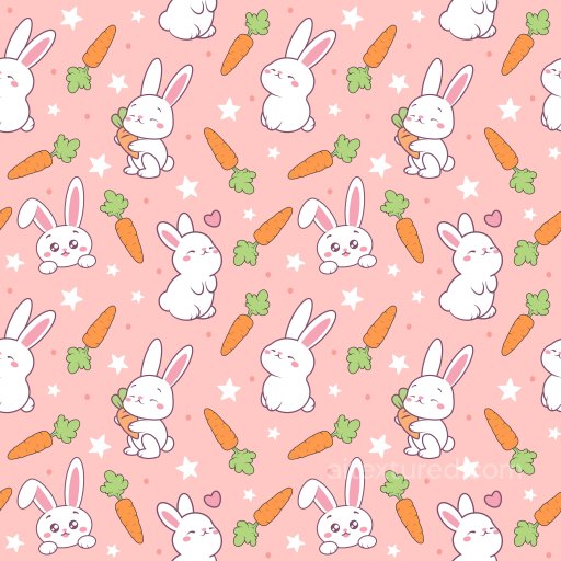 Pattern PBR Texture with Playful Bunny and Carrot Motifs on Soft Pink seamless Pattern Bundle PBR texture