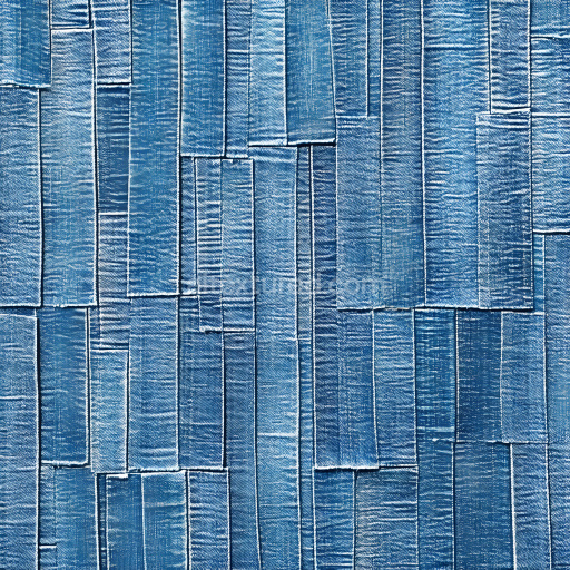 Seamless 3D Cracked Denim Fabric PBR Texture with Detailed Stitching and Worn Blue Surface