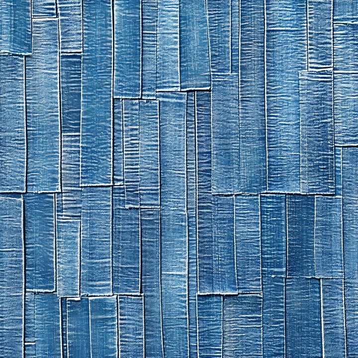 Cracked Denim Fabric with Detailed Stitching and Worn Blue Surface seamless PBR texture preview