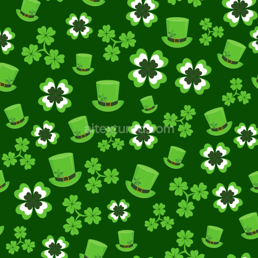 Preview — Seamless 3D PBR Texture with Green St Patrick Hats and Clover Patterns