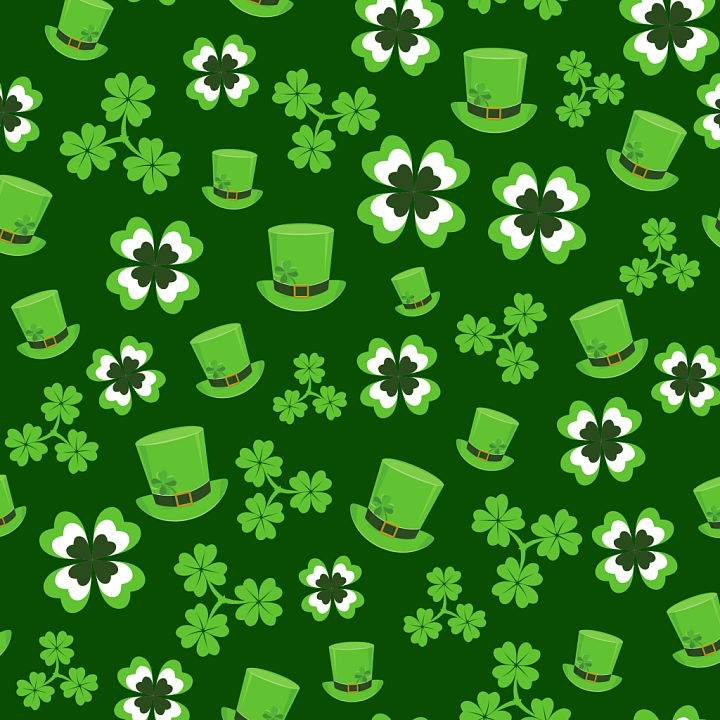 with Green St Patrick Hats and Clover Patterns seamless PBR texture preview