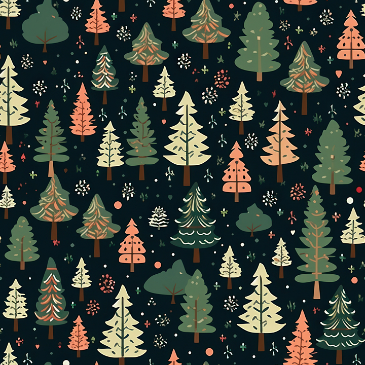 Christmas Digital Paper Featuring Stylized Tree Motifs seamless PBR texture preview
