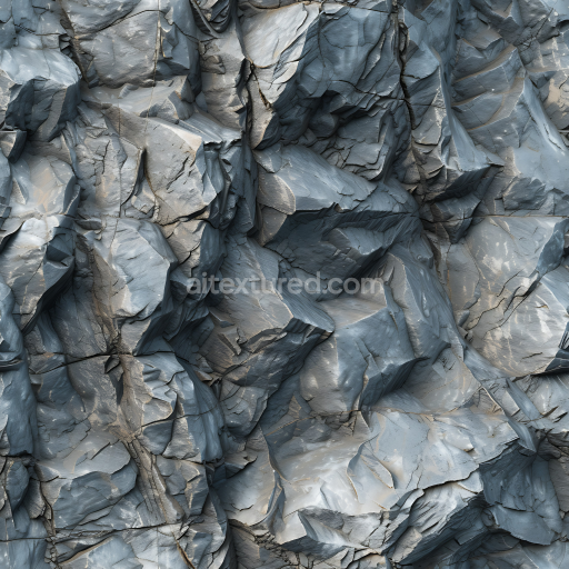 Seamless 3D Slate Rock Wall PBR Texture with Layered Cracks and Matte Finish