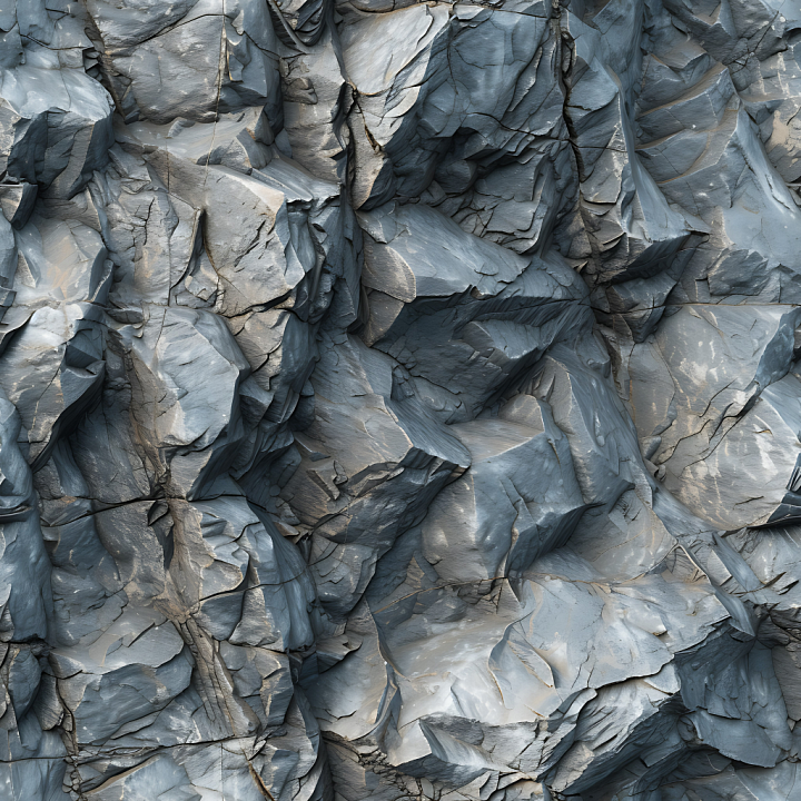 Slate Rock Wall with Layered Cracks and Matte Finish seamless PBR texture preview
