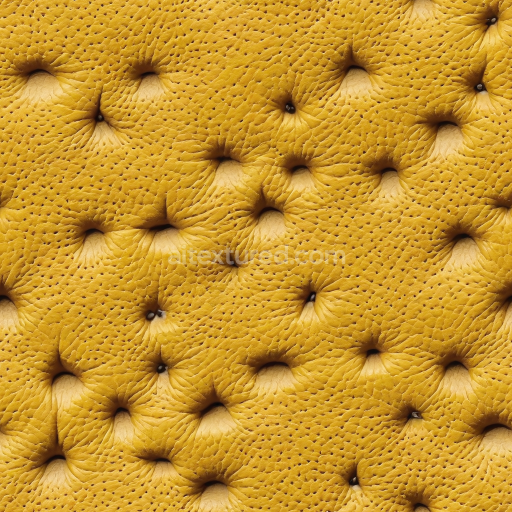 Seamless 3D PBR Texture of Tufted Yellow Pebbled Leather with Deep Button Detailing