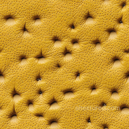Tufted Yellow Pebbled Leather Seamless Texture with Deep Button Detailing seamless Leather PBR texture