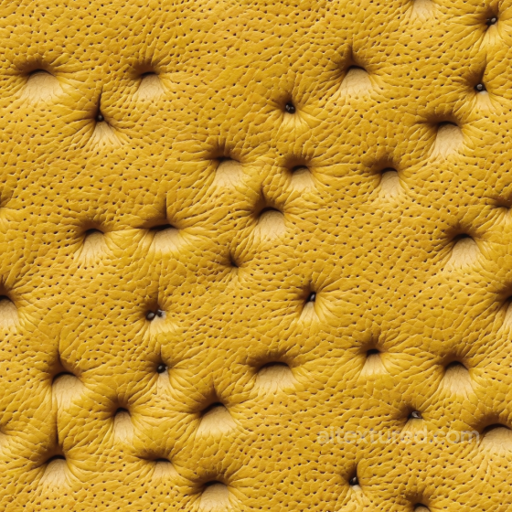 Tufted Yellow Pebbled Leather Seamless Texture with Deep Button Detailing Leather texture preview