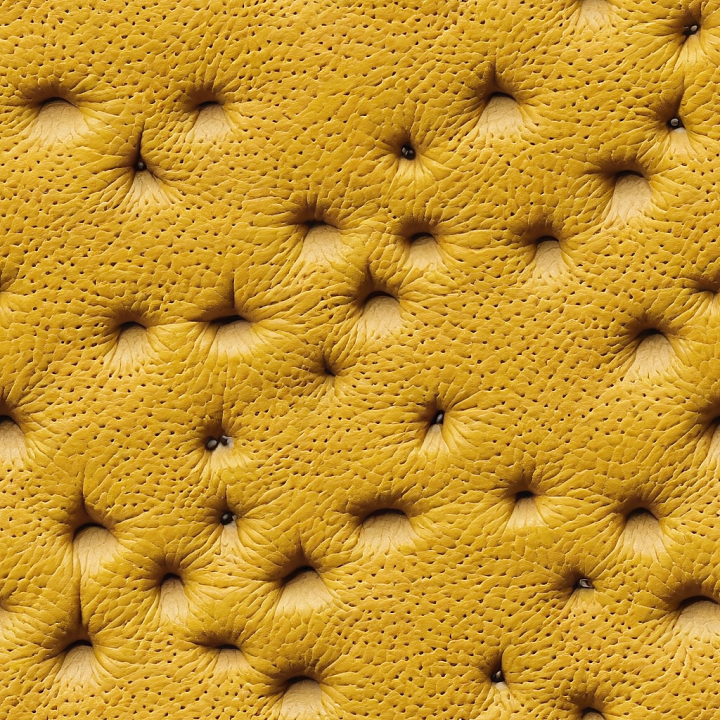 Tufted Yellow Pebbled Leather with Deep Button Detailing seamless PBR texture preview