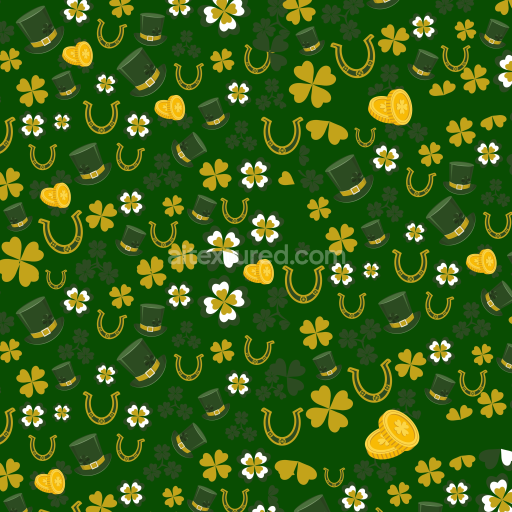 Seamless 3D PBR Texture with Saint Patrick's Day symbols and green motiff