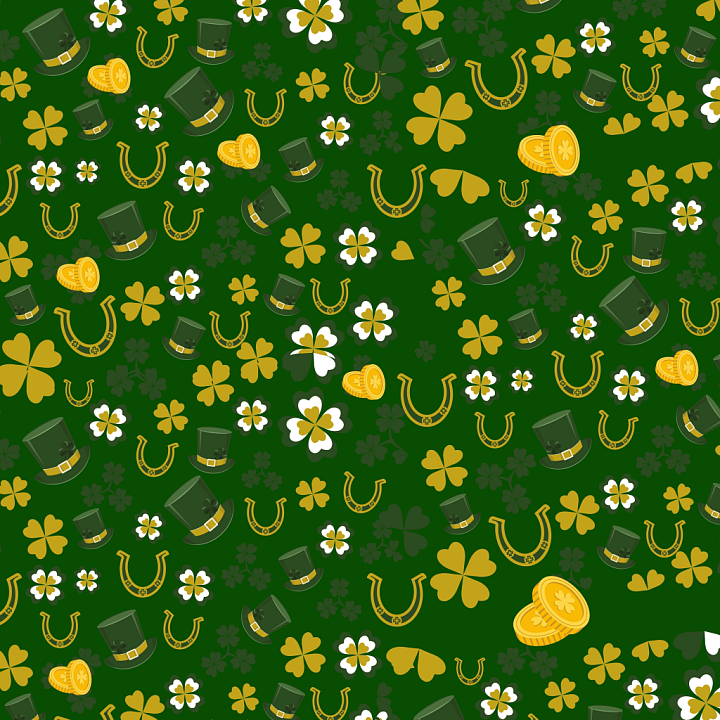 with Saint Patrick's Day symbols and green motiff seamless PBR texture preview