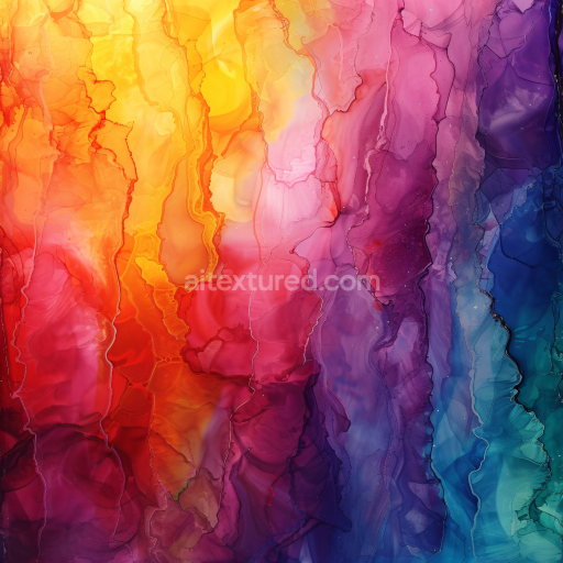 Seamless 3D Alcohol Ink PBR Texture Featuring Vibrant Sunny Rainbow Bands