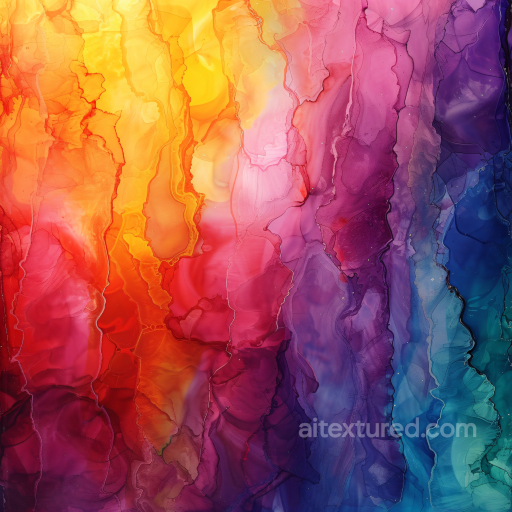 Alcohol Ink PBR Texture Featuring Vibrant Sunny Rainbow Bands seamless Alcohol ink PBR texture