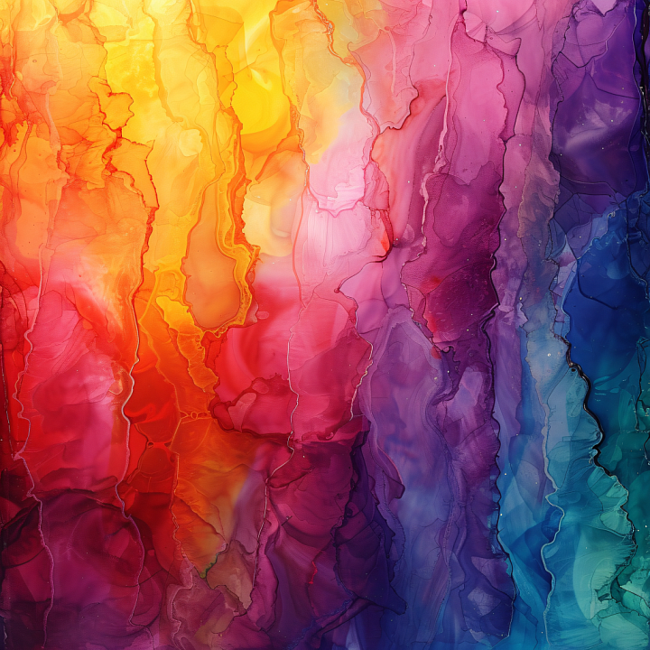 Alcohol Ink Featuring Vibrant Sunny Rainbow Bands seamless PBR texture preview