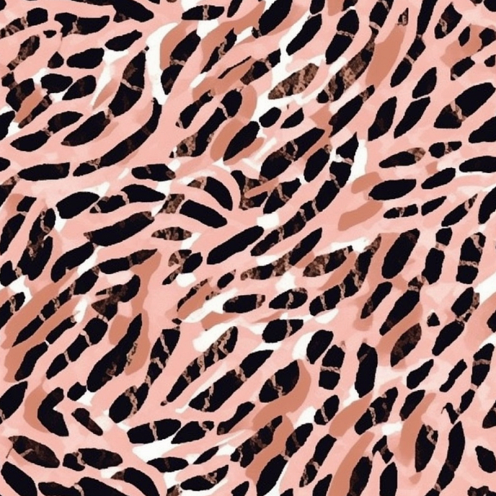 Leopard Print Fabric with Black and Brown Spots on Blush seamless PBR texture preview