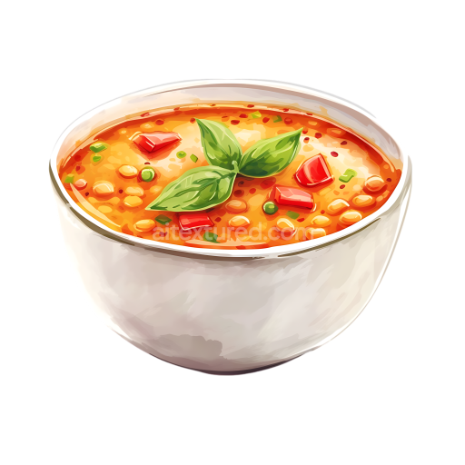 Breakfast Lentil Soup Bowl Illustration with Fresh Herbs and Veggies