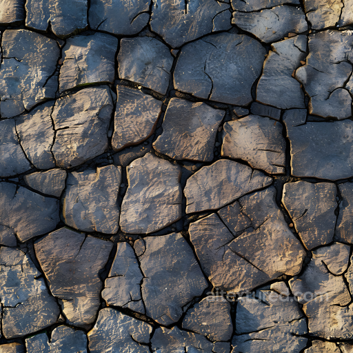 Cracked Basalt Rock Ground Texture with Dry Earth Detailing seamless Stone PBR texture