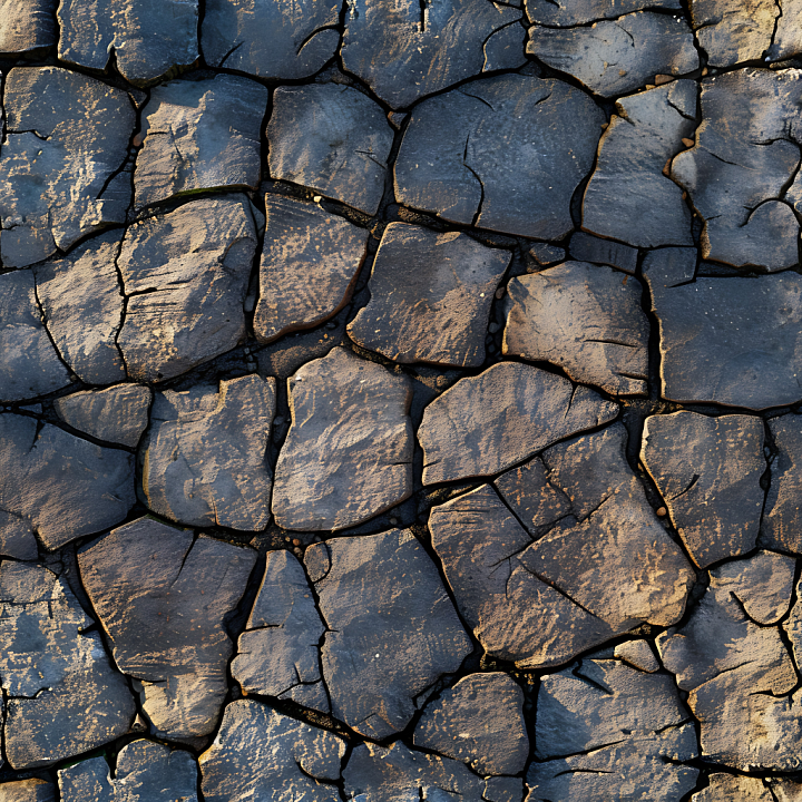 Cracked Basalt Rock Ground with Dry Earth Detailing seamless PBR texture preview