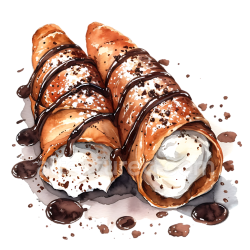 seamless Breakfast Cannoli with Ricotta Filling and Chocolate Drizzle Illustration texture 8k free download PBR