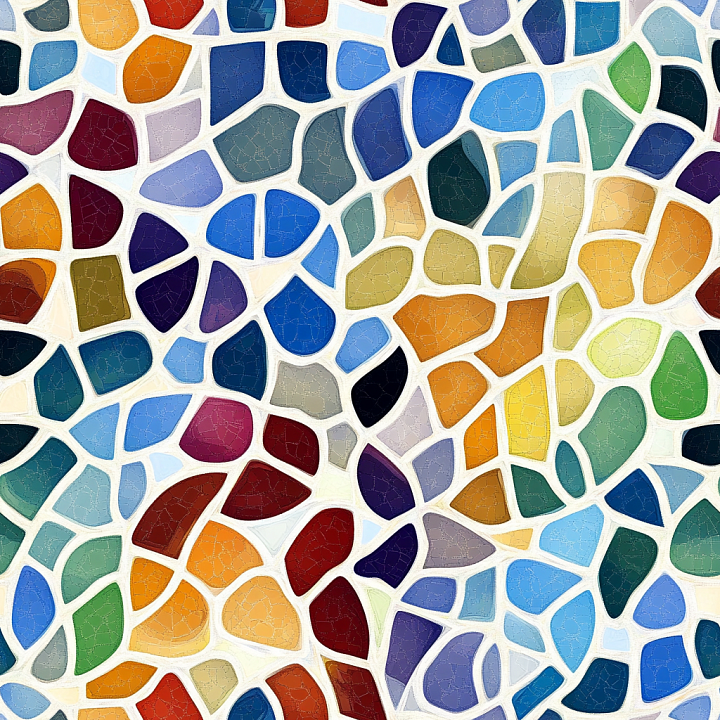 Mosaic with Colorful Irregular Stone Chip Pattern seamless PBR texture preview