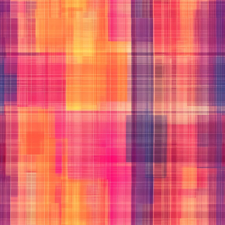 Vibrant Multi-Color Plaid Fabric with Warm Gradient seamless PBR texture preview