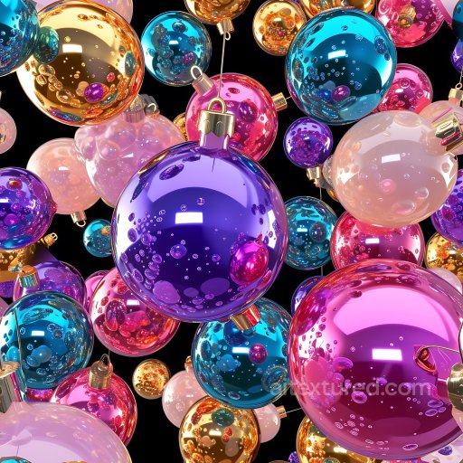 Inflated Glossy Baubles PBR Texture with Multicolor Reflections seamless Inflated PBR texture