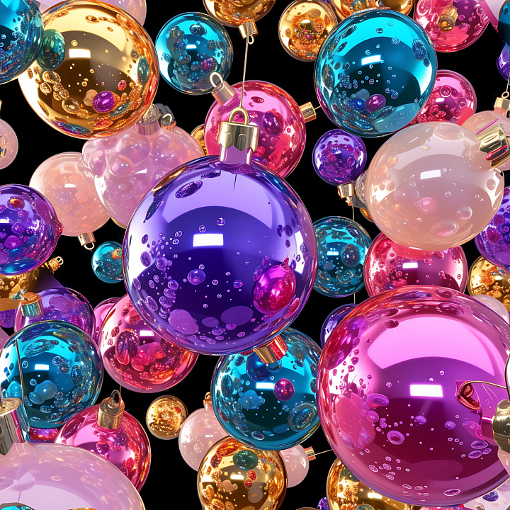 Inflated Glossy Baubles with Multicolor Reflections seamless PBR texture preview