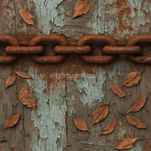 Preview — Seamless 3d texture PBR 8k rusted chain surface with corroded iron and rust stains for spooky use