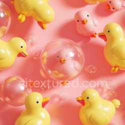 seamless Seamless 3D Inflated Rubber Duck and Bubble PBR Texture in Yellow and Pink texture 8k free download PBR