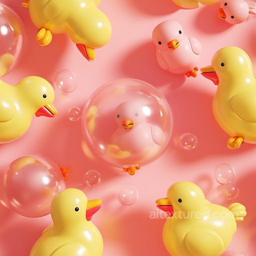Inflated Rubber Duck and Bubble PBR Texture in Yellow and Pink seamless Inflated PBR texture