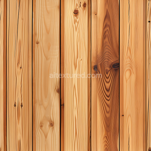 Seamless 3D Pine Wood Planks PBR Texture Featuring Natural Knots and Grain
