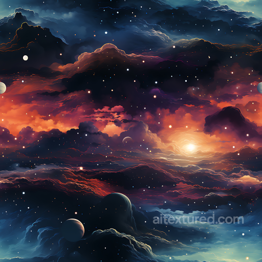 cosmic nebula PBR texture with radiant starfield and cloudscape seamless Star, space, planets PBR texture