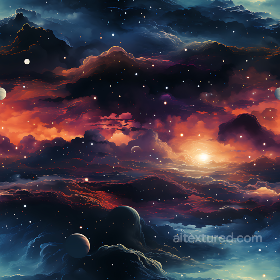 cosmic nebula PBR texture with radiant starfield and cloudscape Star, space, planets texture preview