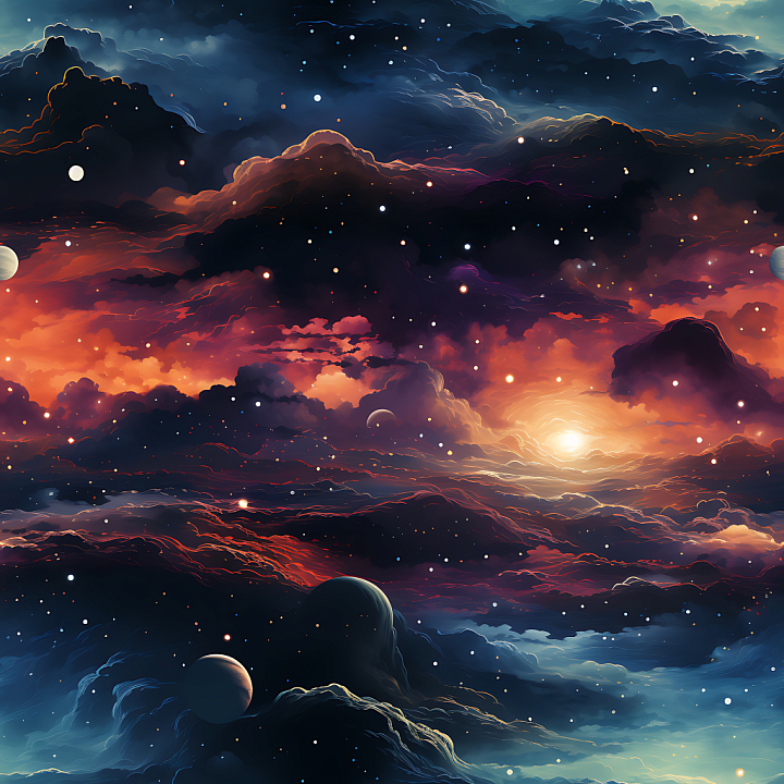 Cosmic Nebula With Radiant Starfield And Cloudscape seamless PBR texture preview