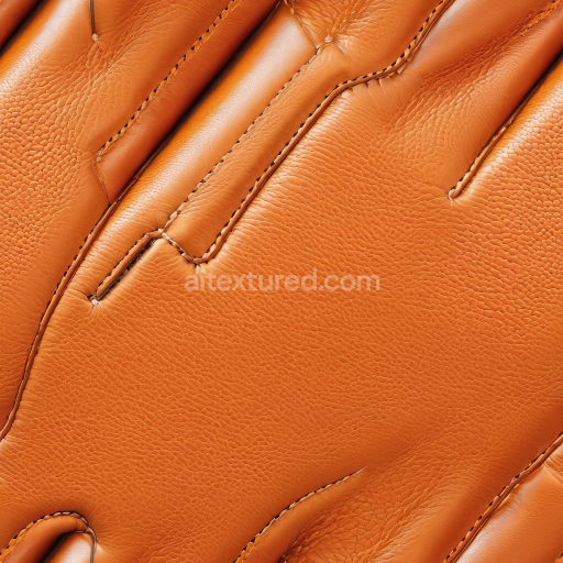 Seamless 3D Smooth Tan Leather PBR Texture Featuring Fine Grain and Detailed Stitching