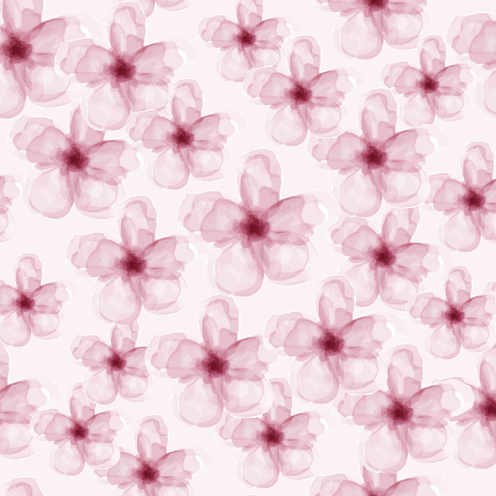 Watercolor Cherry Floral Fabric in Soft Pink Hues seamless PBR texture preview