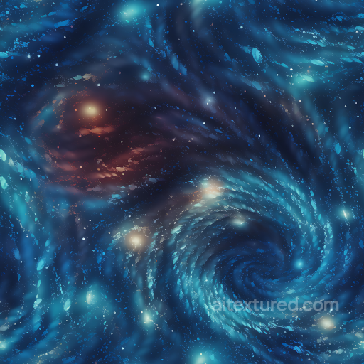 Space PBR Texture Featuring Spiral Galaxy with Blue Nebula and Glowing Stars seamless Star, space, planets PBR texture