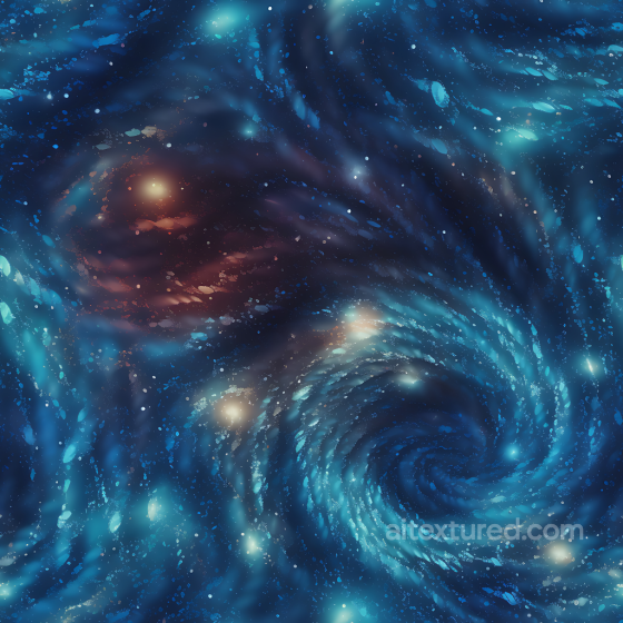 Space PBR Texture Featuring Spiral Galaxy with Blue Nebula and Glowing Stars Star, space, planets texture preview