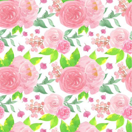 Pink Flower Watercolor Floral Pattern Seamless Texture seamless Pink Flower PBR texture