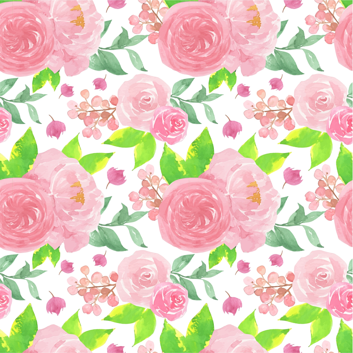 Pink Flower Watercolor Floral Pattern seamless PBR texture preview