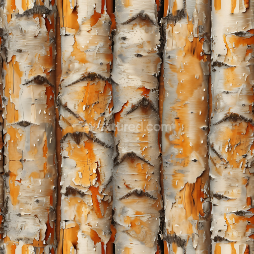 Seamless 3D Birch Wood Bark PBR Texture with Detailed Peeling and Knots
