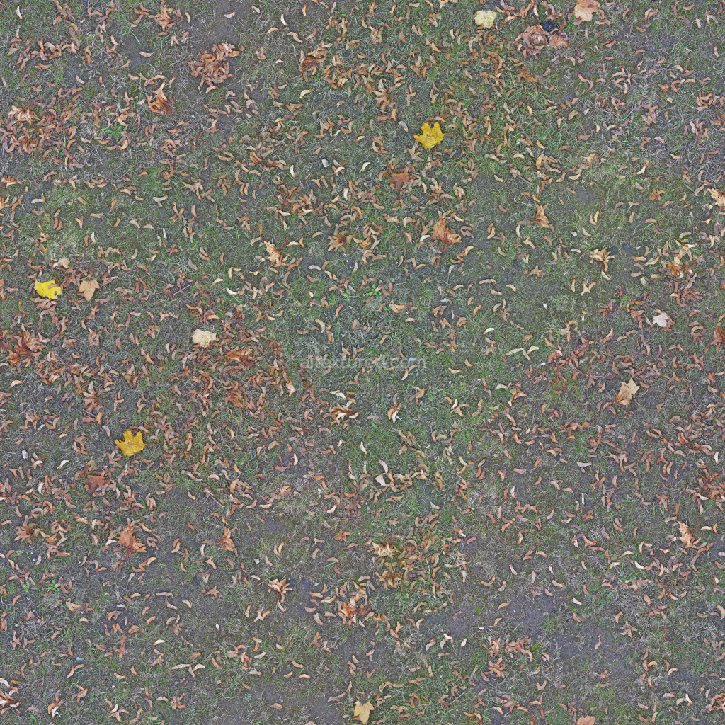 Seamless PBR texture of ground with fallen leaves